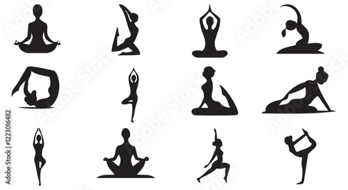 Dynamic Yoga Poses Vector Illustration for Fitness and Mindfulness