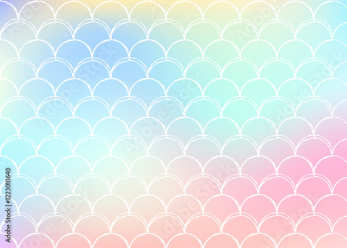 Gradient scale background with holographic mermaid.