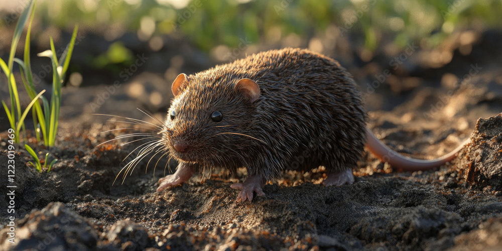 Nocturnal Prowler: A sleek, dark rodent emerges from the shadows, its eyes gleaming with predatory intent, ready to navigate the night. Nocturnal Prowler: A sleek, dark rodent emerges from the shadows, its eyes gleaming with predatory intent, ready to navigate the night.
