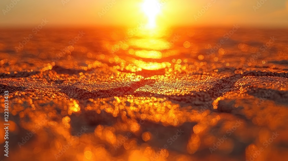Golden Sunset Glimmering on Ocean Waves Golden Sunset Glimmering on Ocean Waves
