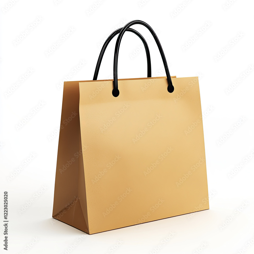 simple brown shopping bag with black handles for retail use simple brown shopping bag with black handles for retail use