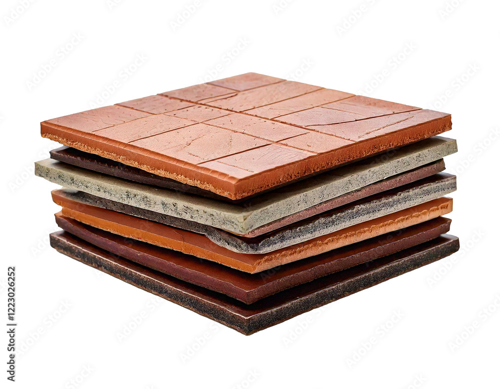 Stack of tiles isolated on transparent or white background png Stack of tiles isolated on transparent or white background png