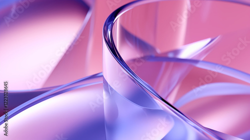 purple pink abstract background 3d render shiny glossy curved shapes metallic glassy plastic composition