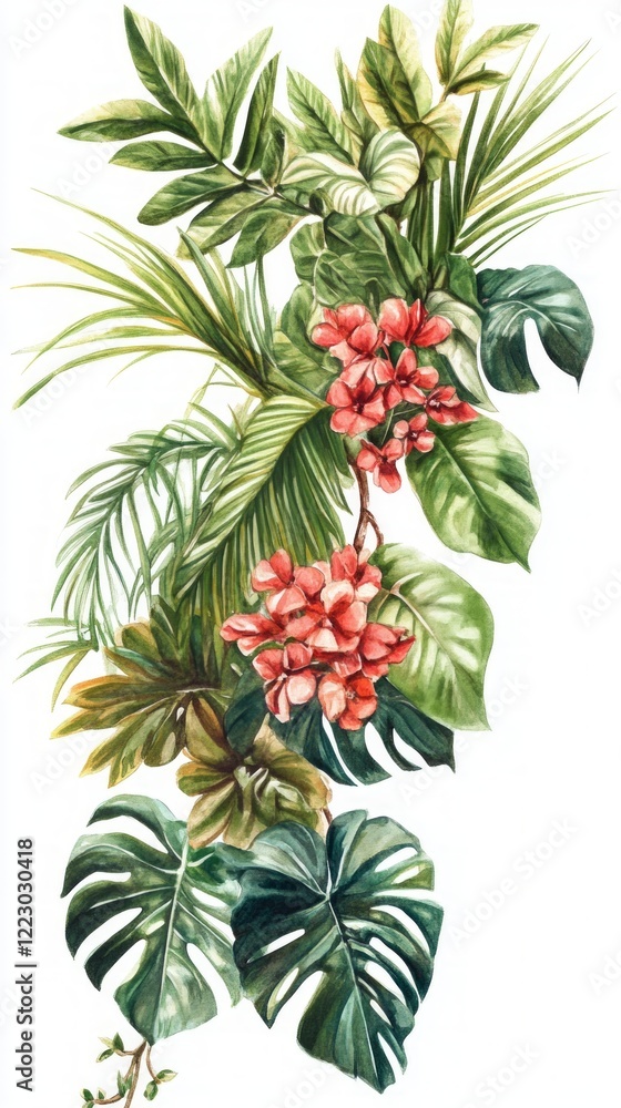 Fototapeta premium Stunning Watercolor Tropical Floral Arrangement Design