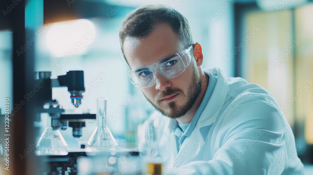 Researcher conducts experiments in a laboratory with advanced equipment during the daytime Researcher conducts experiments in a laboratory with advanced equipment during the daytime