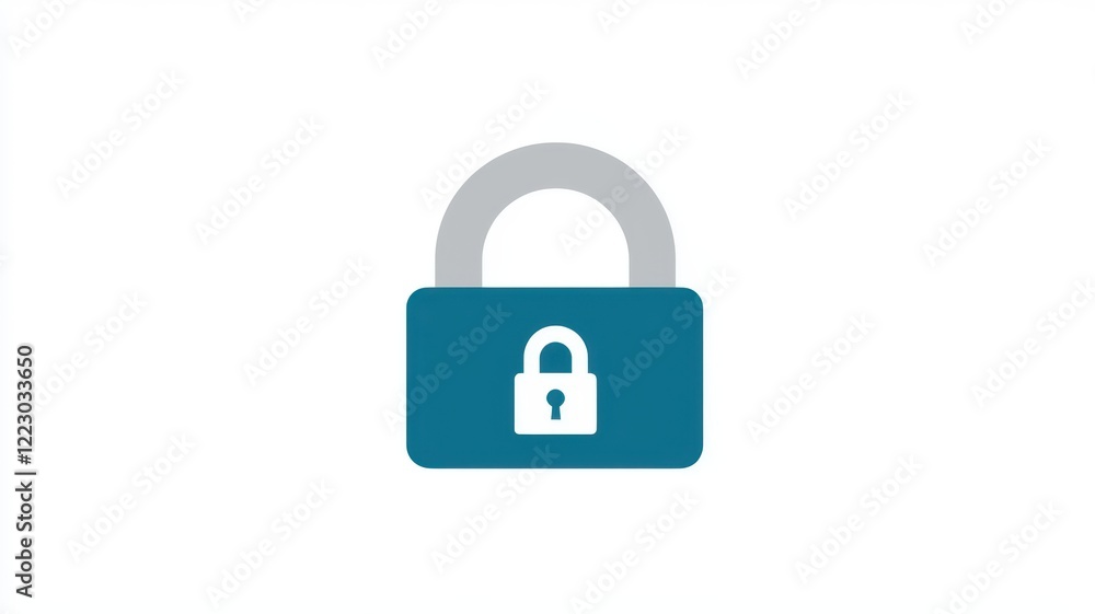digital lock icon, data protection symbol, minimal flat design, gray and blue, isolated on white background digital lock icon, data protection symbol, minimal flat design, gray and blue, isolated on white background