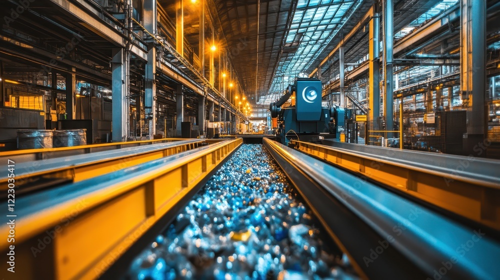Large Recycling Facility Equipped with Robotic Arms for Sorting Waste Large Recycling Facility Equipped with Robotic Arms for Sorting Waste