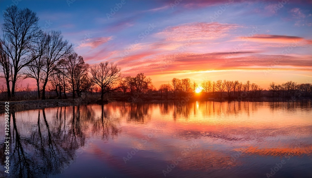 Obraz premium sunset over the river