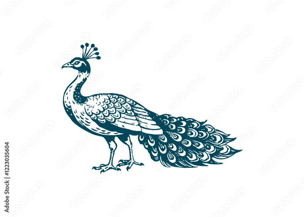 Fototapeta premium vector beautiful watercolor blue peacock .vector cartoon illustration isolated on white background