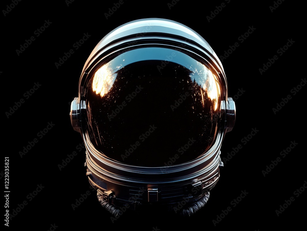 Fototapeta premium levitating astronaut helmet black background