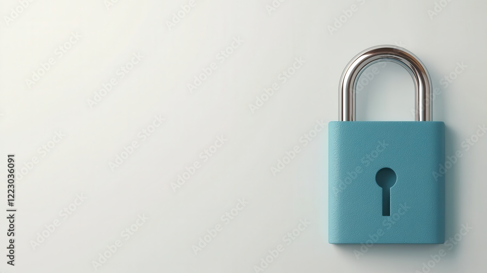 Fototapeta premium privacy lock with firewall, secure connection concept, clean vector, blue and white, isolated on white background , closes up