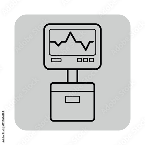 Medical monitor with serrated line graphs representing vital signs and health indicators, used for patient monitoring in healthcare settings