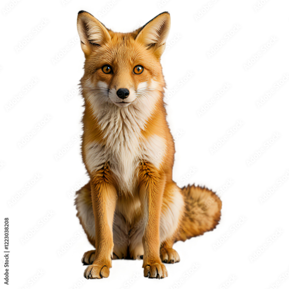 Fototapeta premium A curious fox exploring a white background._