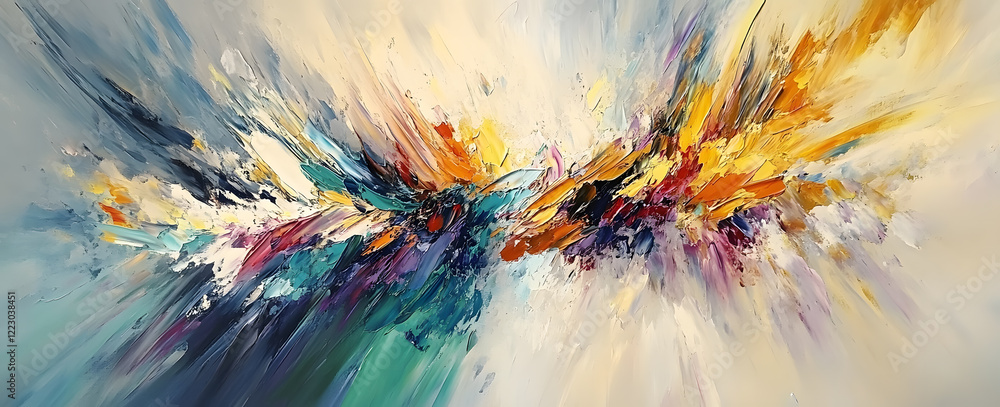 custom made wallpaper toronto digitalAbstract Brushstroke Painting with Blue and Orange Accents