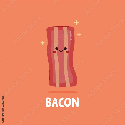 Cute meat logo illustration. Minimalist bacon food icon design, suitable for shop and web.