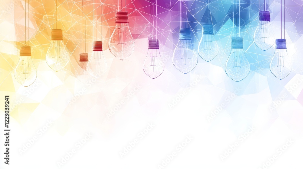 Abstract Background With Light Bulbs And Geometric Shapes, Concept For Innovation And Ideas Abstract Background With Light Bulbs And Geometric Shapes, Concept For Innovation And Ideas