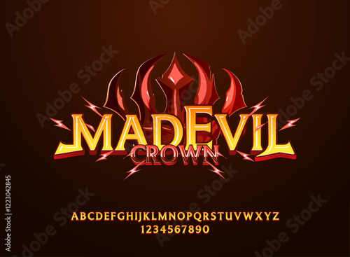 Fantasy mad evil crown text effect template