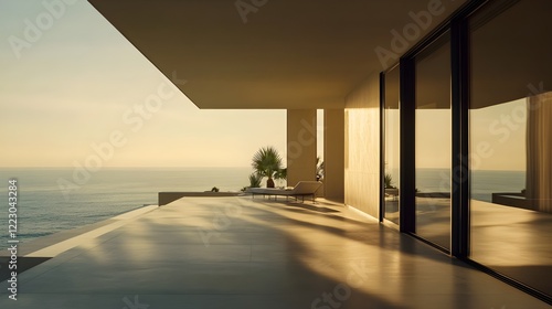 Wallpaper Mural modern minimalist beach house terrace at sunset Torontodigital.ca