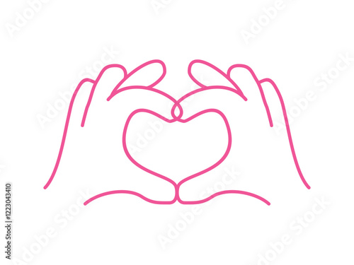 hands making love and gesture line art design vector illustration on transparent background