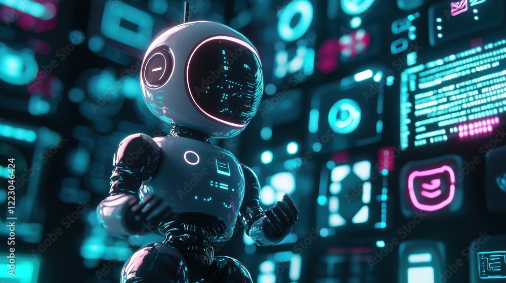 Futuristic ai chatbot interface with geometric animation and glow Futuristic ai chatbot interface with geometric animation and glow