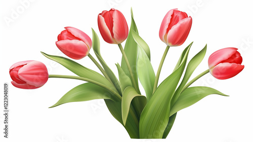 Beautiful Red Tulips in Bloom – Elegant Floral Illustration