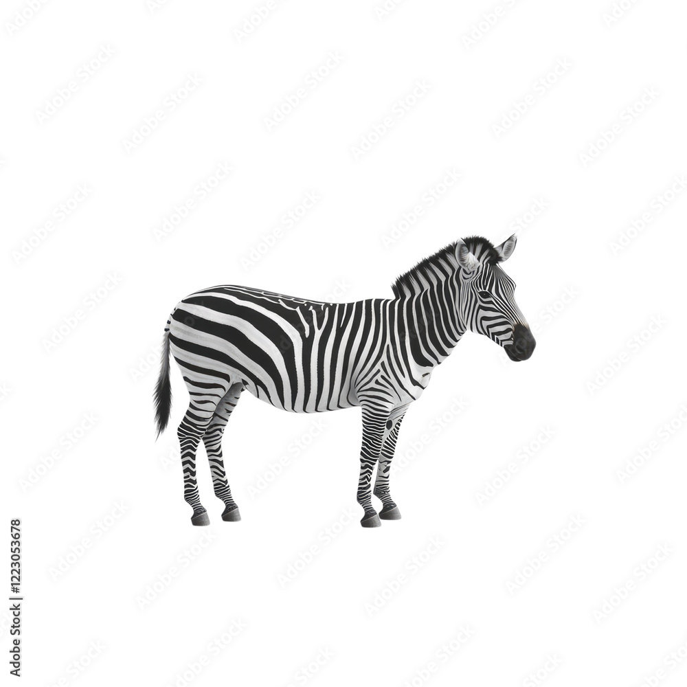 A zebra standing on a white background, with no shadows or text in the picture. transparent, alpha background png A zebra standing on a white background, with no shadows or text in the picture. transparent, alpha background png