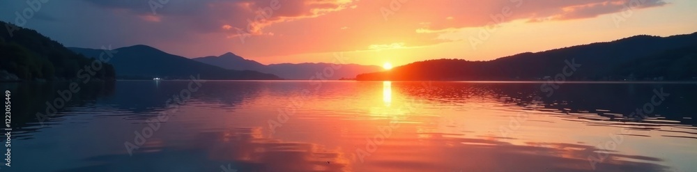 gentle ripples on a still lake as sunset approaches, gentle, natural gentle ripples on a still lake as sunset approaches, gentle, natural