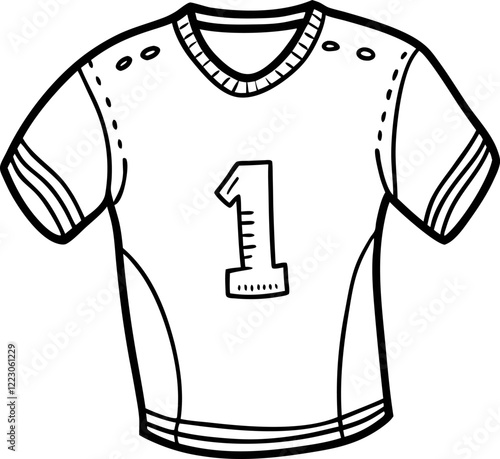 Black and White Sports Jersey Illustration with Number One Icon