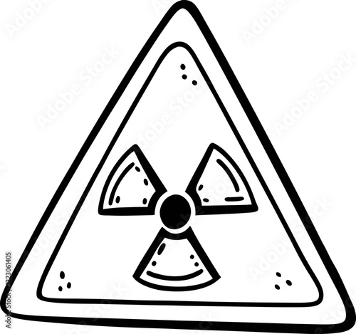 Hand Drawn Nuclear Radiation Symbol Vector Illustration in Black and White