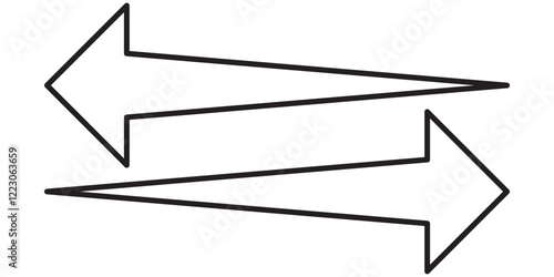 Print Long arrows icon set. Vector set of trendy long arrows left and right in flat style. Icons isolated. Straight long right vector arrow icon . 1176