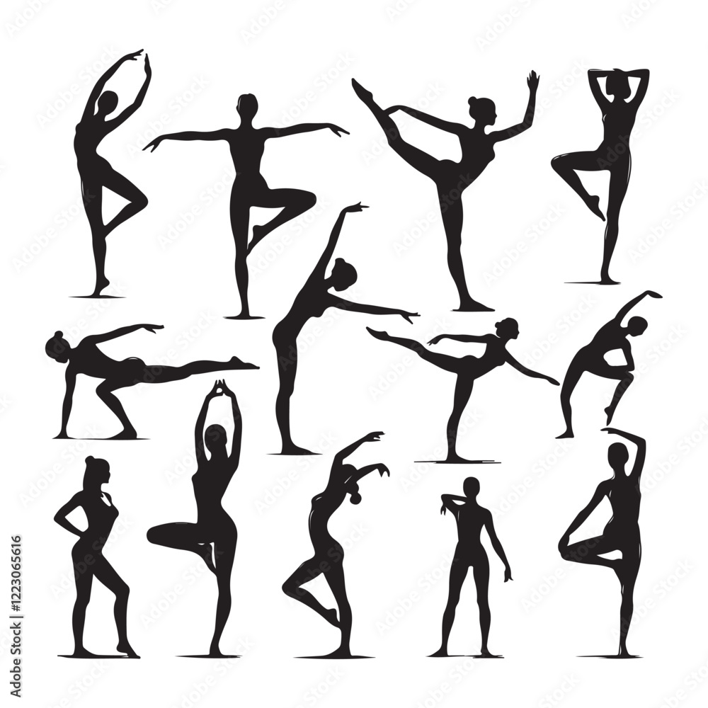 Dance Silhouettes Vector Design, Dynamic Ballet Poses Clipart, Artistic Movement Illustration Dance Silhouettes Vector Design, Dynamic Ballet Poses Clipart, Artistic Movement Illustration