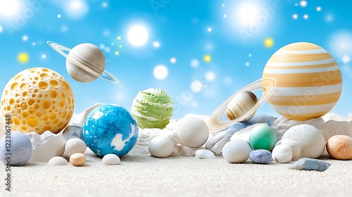 Planetary display on sand