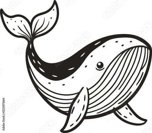 Hand drawn Whale Illustration Playful Ocean Line Art for Trendy Designs