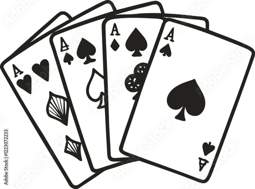 Vintage Style Playing Cards Illustration Featuring Aces of All Suits