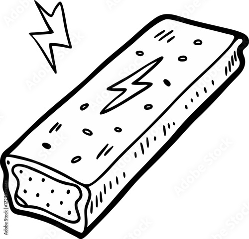 Hand Drawn Energy Bar with Lightning Bolt Symbol in Vector Style