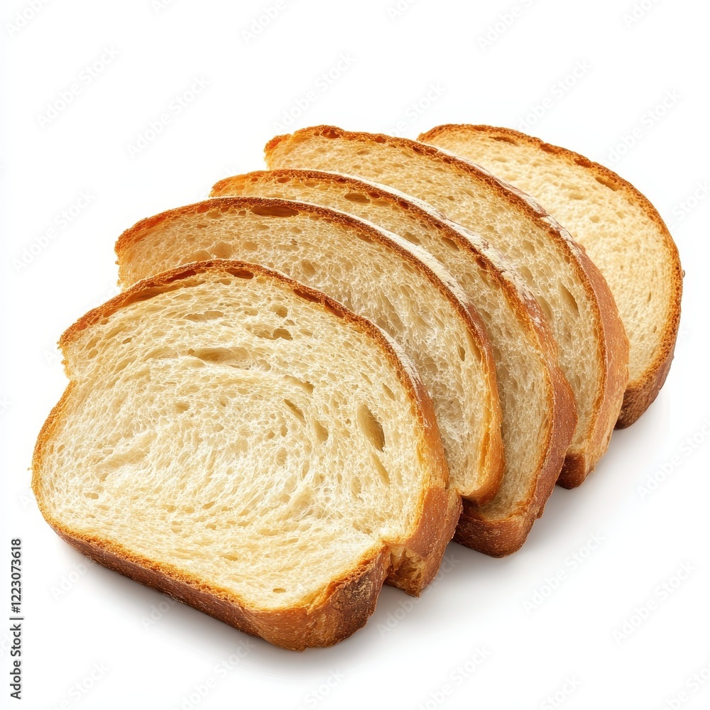 Sliced bread loaf, studio shot, white background, bakery product Sliced bread loaf, studio shot, white background, bakery product