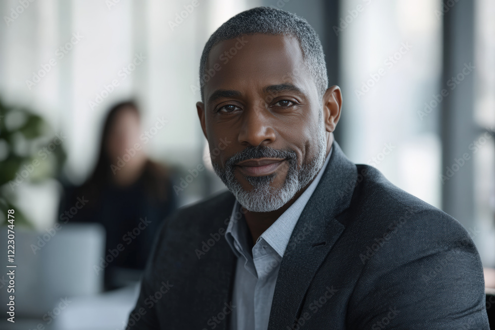 Confident Businessman in Modern Office Setting Confident Businessman in Modern Office Setting