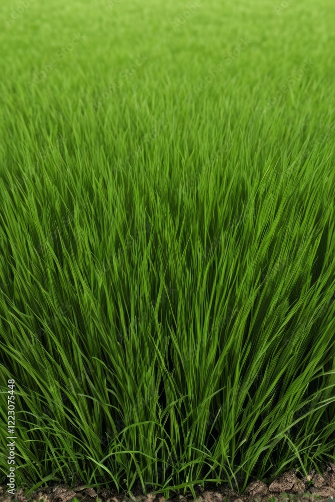 Obraz premium a close up of a green grass field with a few small plants