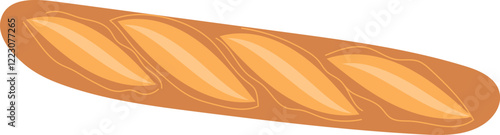 Traditional French Baguette in flat style