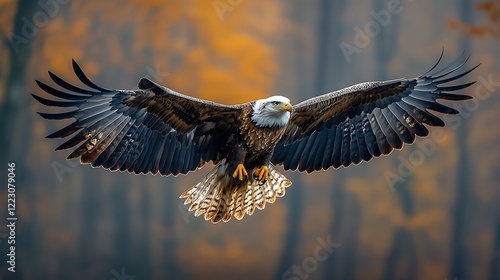 Wallpaper Mural Majestic Bald Eagle in Flight: A Stunning Autumnal Display Torontodigital.ca