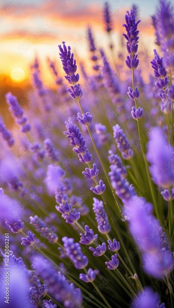 Fototapeta premium Vibrant Lavender Field at Sunset