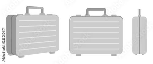 metal suitcase set vector illustration isolated on white background.