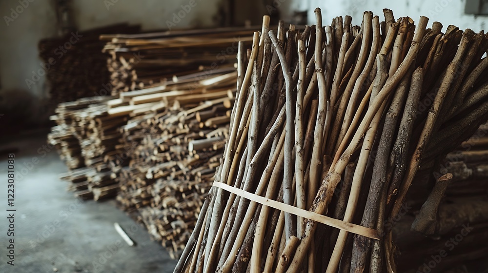 Pile of broom sticks ready to be sold natural materials for household brooms Pile of broom sticks ready to be sold natural materials for household brooms