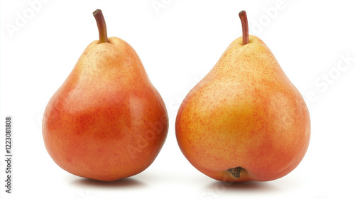 Fresh Ripe Red Pears – Juicy and Organic Fruit on White Background