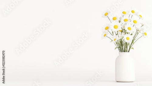 Wallpaper Mural A serene arrangement of white daisies in a minimalist vase on a clean background, evoking tranquility Torontodigital.ca