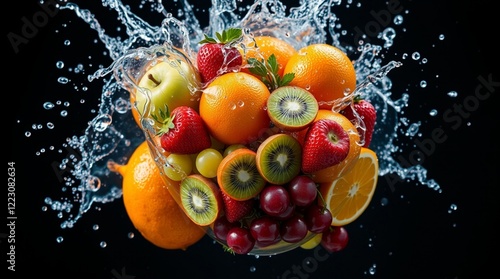 fruits in splash