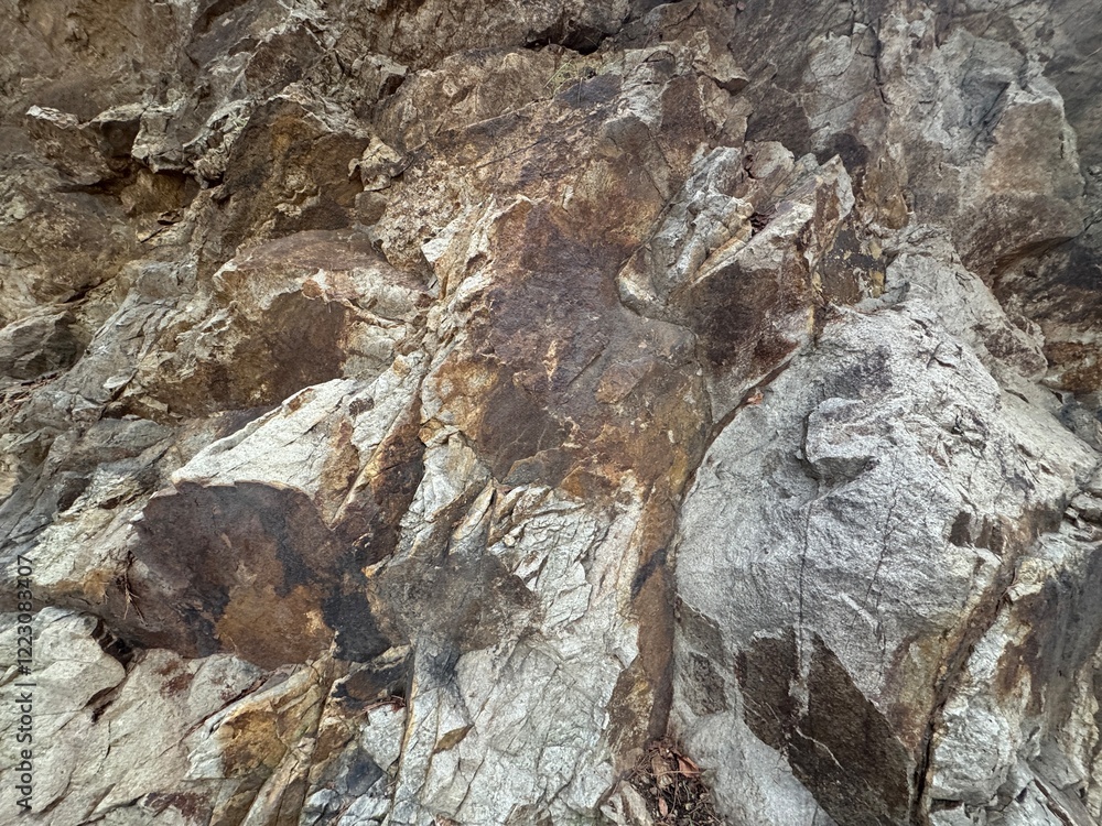Mountain rock texture close-up background. Gray, brown dark brown stone rock granite basalt texture background. Mountains surface. Close-up. Cracked broken crumbled. Rock texture wall.
Mountain rock texture close-up background. Gray, brown dark brown stone rock granite basalt texture background. Mountains surface. Close-up. Cracked broken crumbled. Rock texture wall.