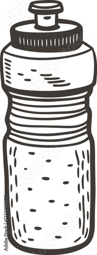 Hand Drawn Water Bottle Illustration Vintage Black and White Sports Design
