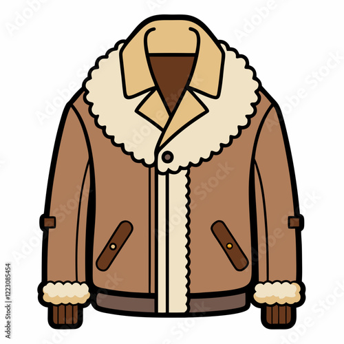 Shearling Jacket Silhouette Art on White Backdrop