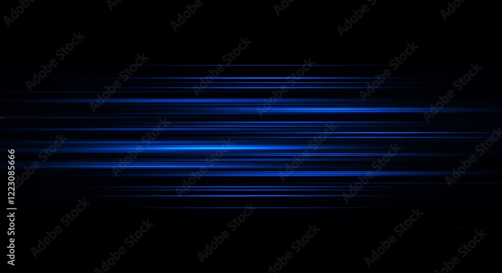 Abstract Blue Gradient Light Streaks on Black Background – Glowing Motion Effect with Horizontal Lines Abstract Blue Gradient Light Streaks on Black Background – Glowing Motion Effect with Horizontal Lines